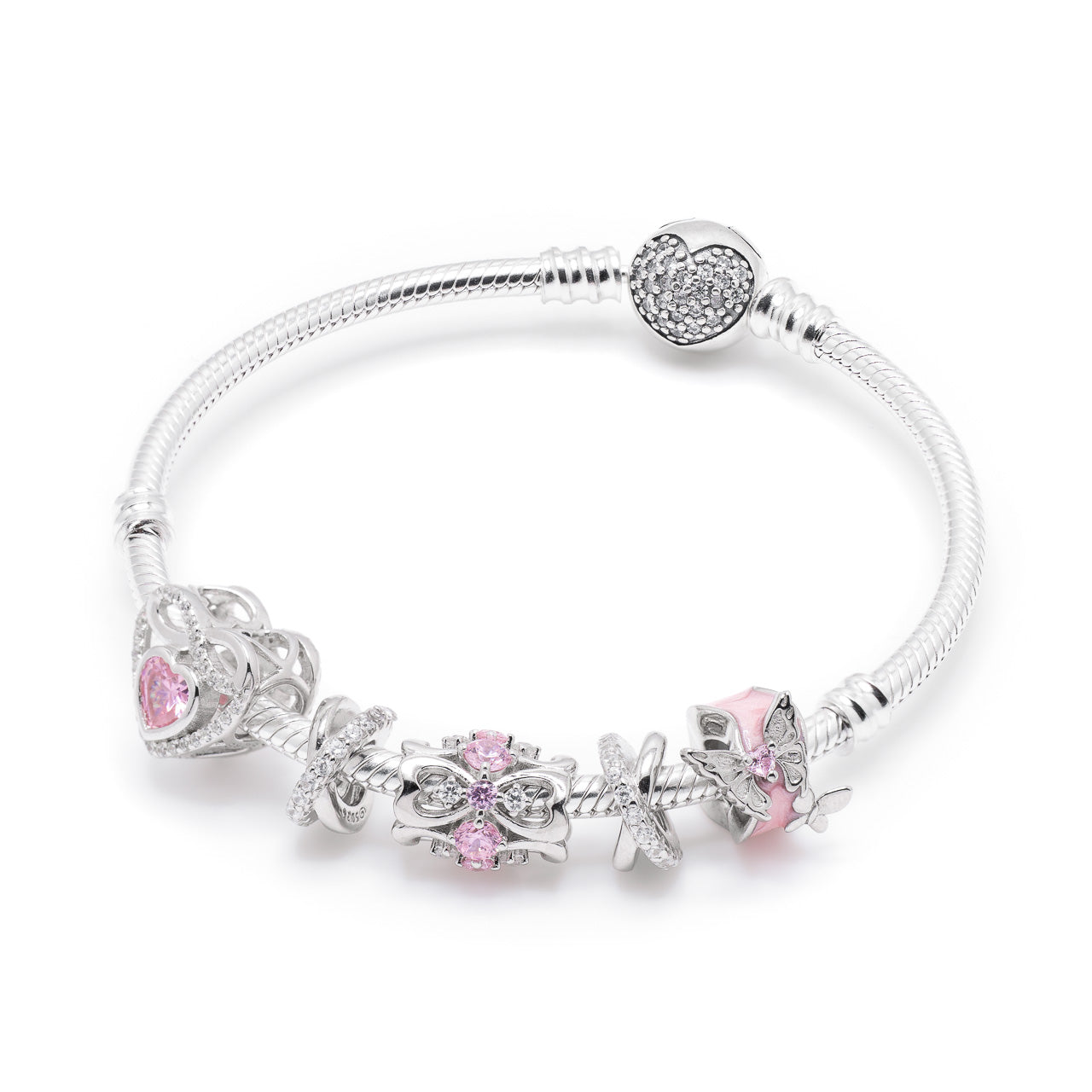 Armband mit Charms Set INFINITY LOVE aus 925 Sterling-Silber – Charmerie – erhältlich in 17 cm, 18 cm, 19 cm und 20 cm