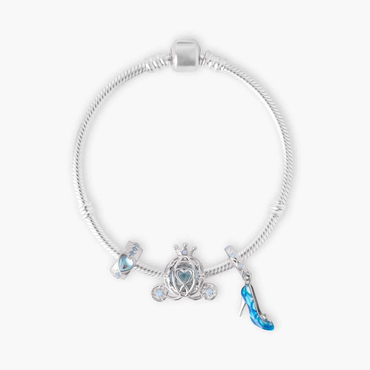 Armband mit Charms Set MIDNIGHT MAGIC aus 925 Sterling-Silber, Flatlay – Charmerie – erhältlich in 17 cm, 18 cm, 19 cm und 20 cm
