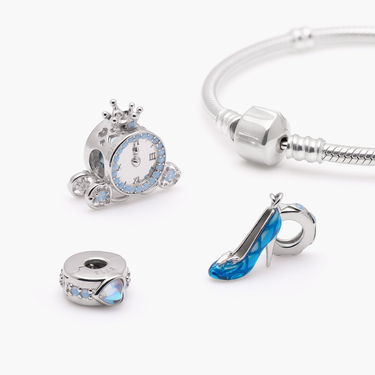 Armband mit Charms Set MIDNIGHT MAGIC aus 925 Sterling-Silber, Komposition – Charmerie – erhältlich in 17 cm, 18 cm, 19 cm und 20 cm