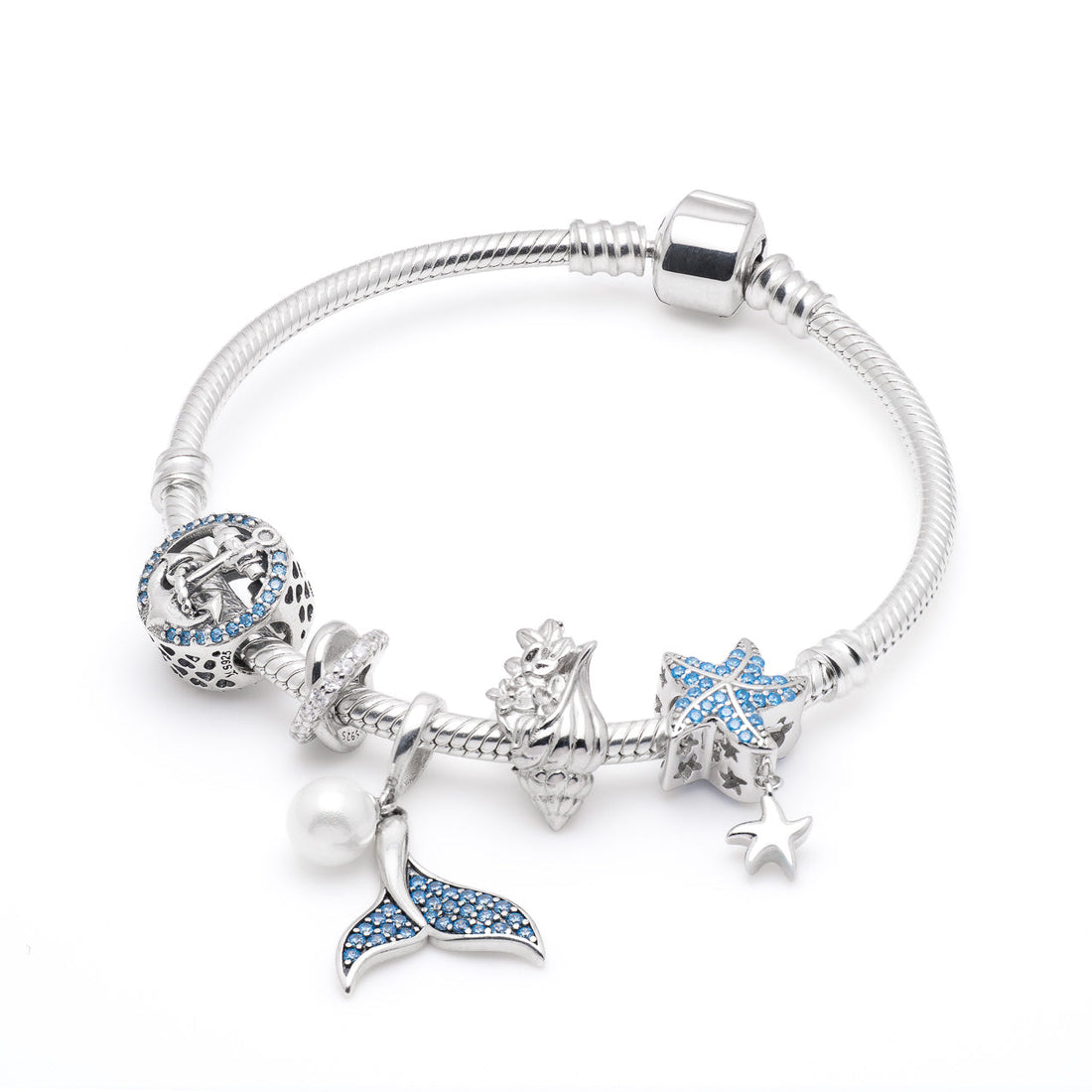 Armband mit Charms Set OCEAN WITHIN aus 925 Sterling-Silber – Charmerie – erhältlich in 17 cm, 18 cm, 19 cm und 20 cm
