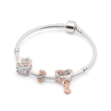 Armband mit Charms Set ROSÉ DREAM aus 925 Sterling-Silber – Charmerie – erhältlich in 17 cm, 18 cm, 19 cm und 20 cm