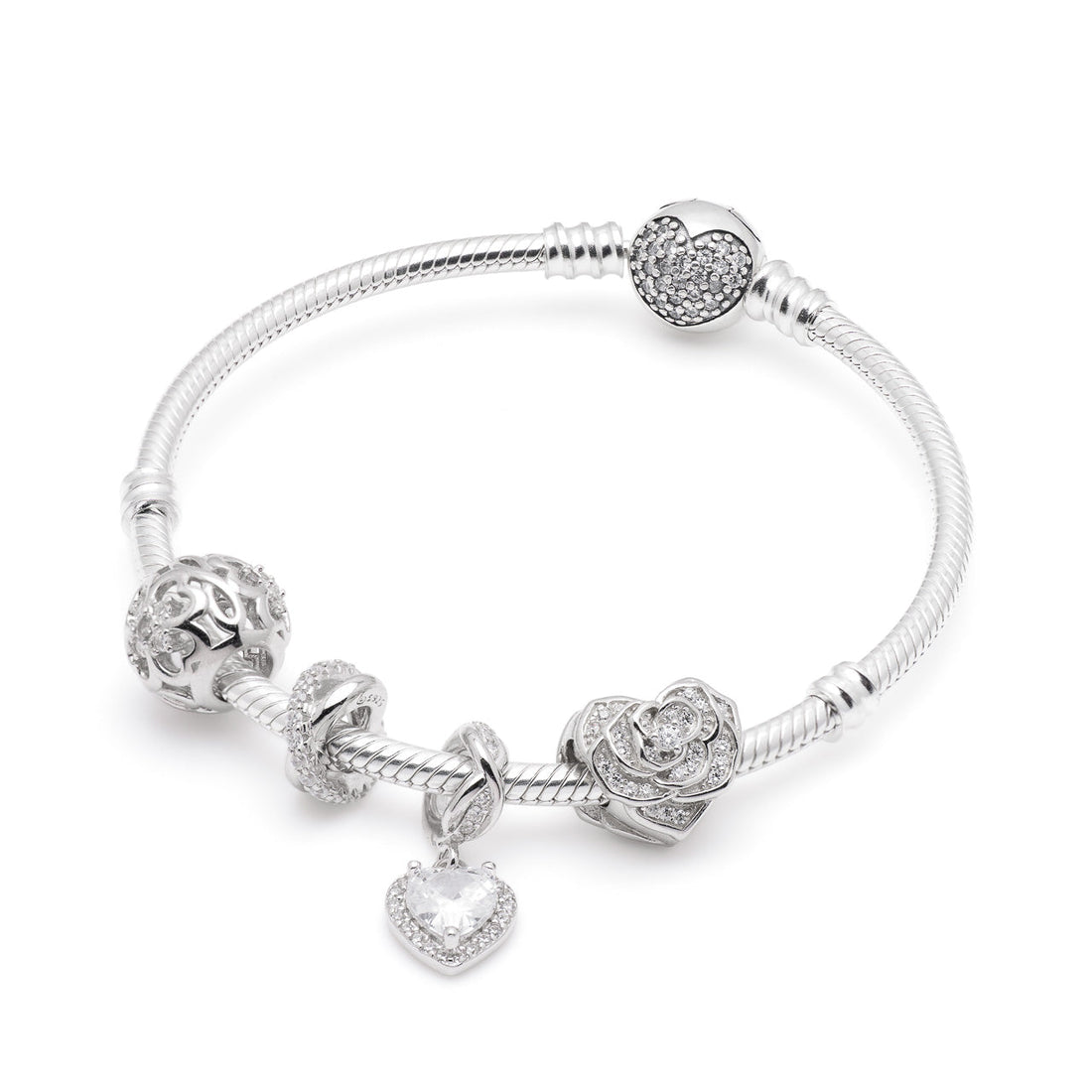 Armband mit Charms Set SHINE BRIGHT aus 925 Sterling-Silber – Charmerie – erhältlich in 17 cm, 18 cm, 19 cm und 20 cm