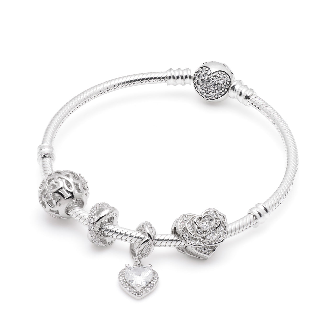 Armband mit Charms Set SHINE BRIGHT aus 925 Sterling-Silber – Charmerie – erhältlich in 17 cm, 18 cm, 19 cm und 20 cm