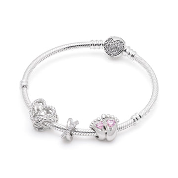 Armband mit Charms Set WHERE LOVE BEGINS aus 925 Sterling-Silber – Charmerie – erhältlich in 17 cm, 18 cm, 19 cm und 20 cm