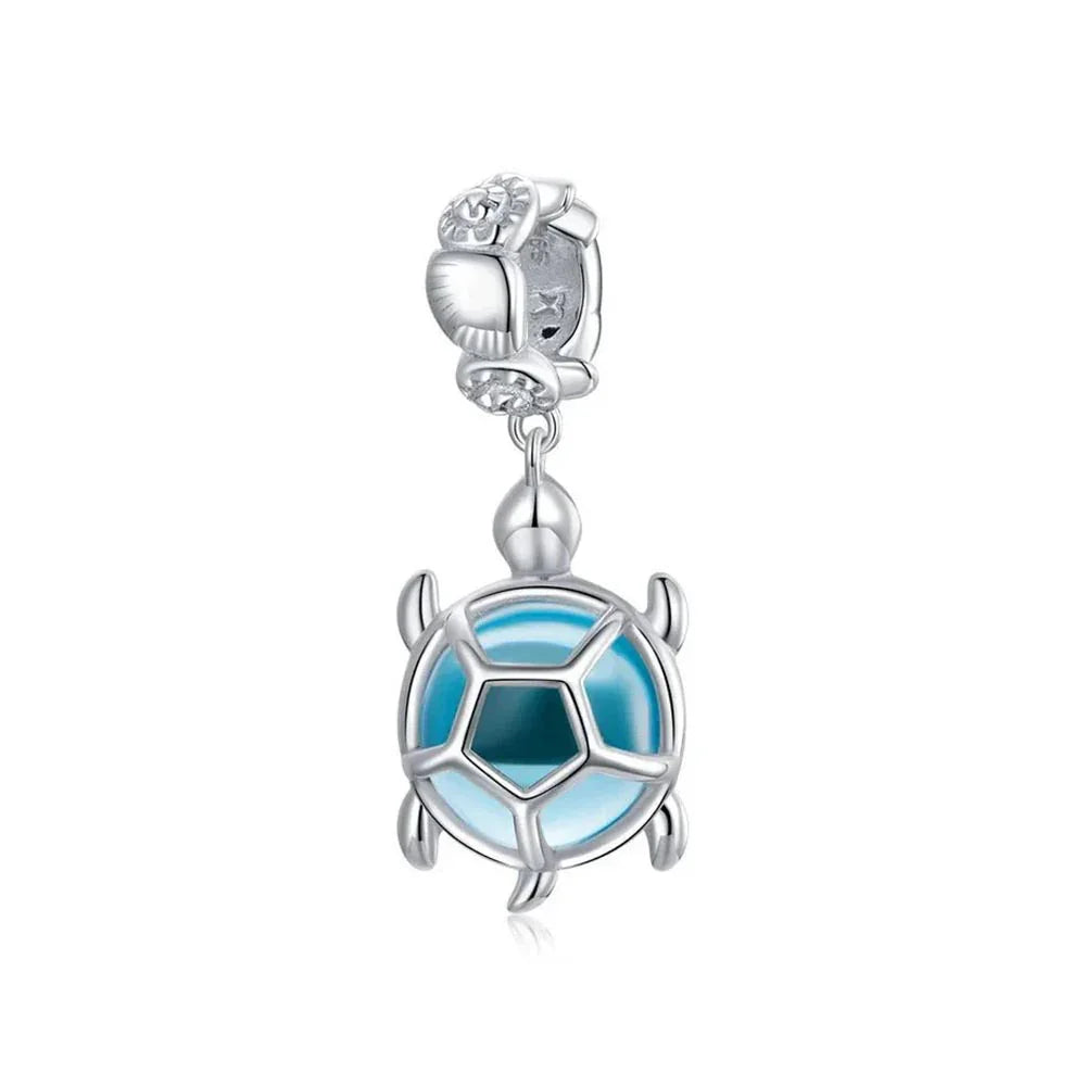Blaue Meeresschildkröte Charm Anhänger aus 925 Sterling-Silber – Charmerie