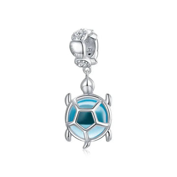 Blaue Meeresschildkröte Charm Anhänger aus 925 Sterling-Silber – Charmerie