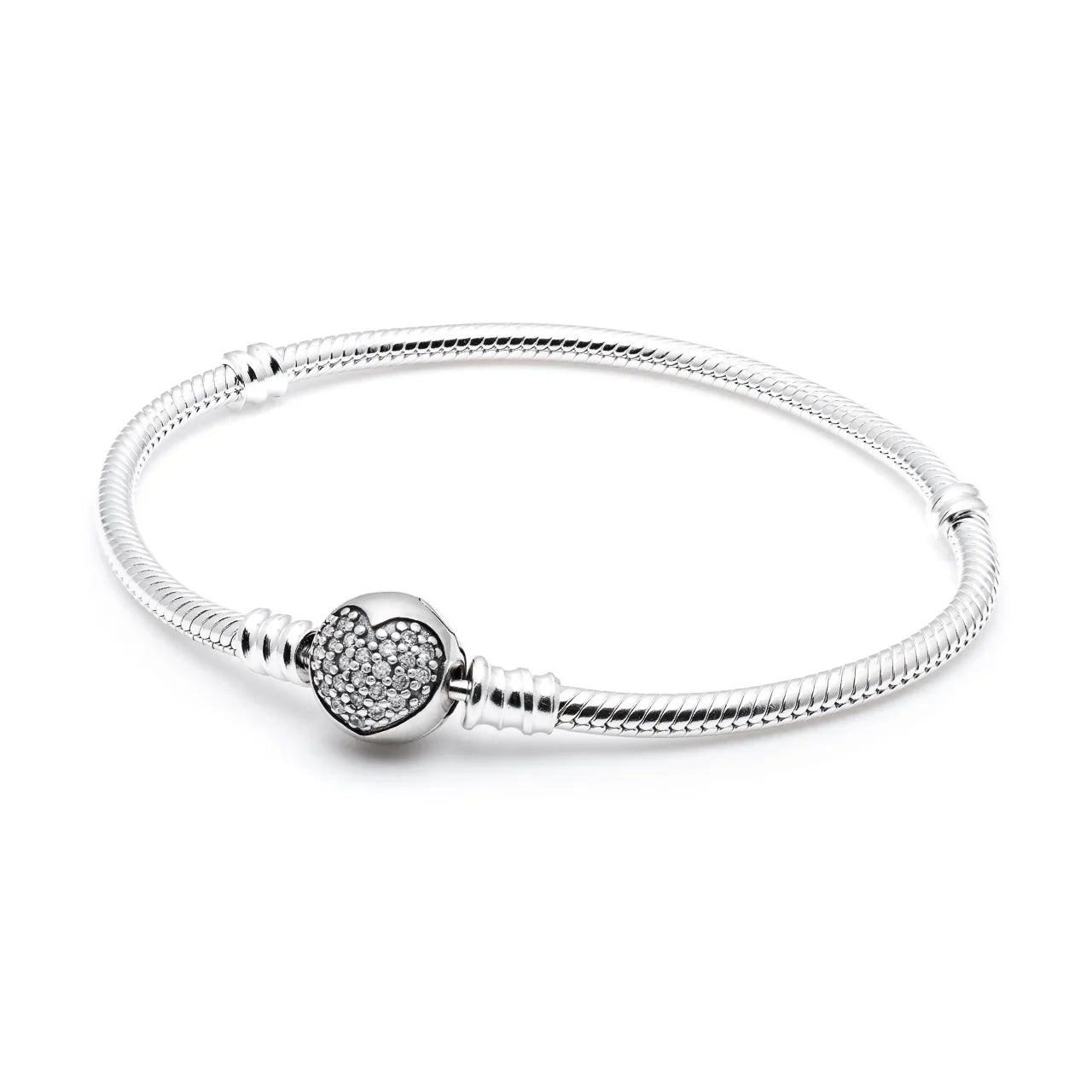 Charm Armband Pavé Herz aus 925 Sterling-Silber – Charmerie – erhältlich in 17 cm, 18 cm, 19 cm und 20 cm