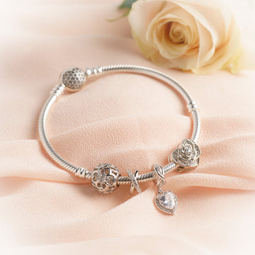 Charmerie Set für Romantikerinnen - Armband mit Charms Set SHINE BRIGHT aus 925 Sterling-Silber