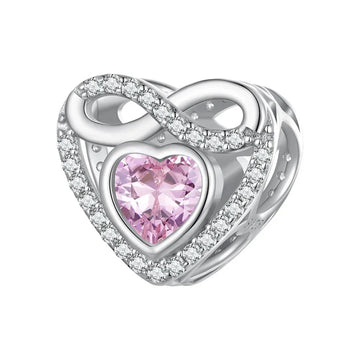 Endless Love Herz Charm mit rosa Zirkonia aus 925 Sterling-Silber – Charmerie