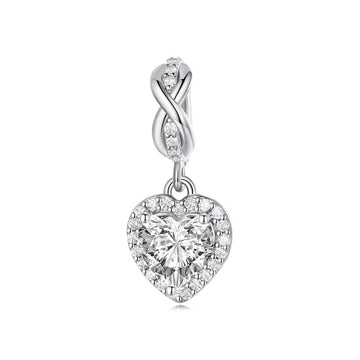 Ewige Liebe Herz Charm Anhänger mit großem Zirkonia aus 925 Sterling-Silber – Charmerie