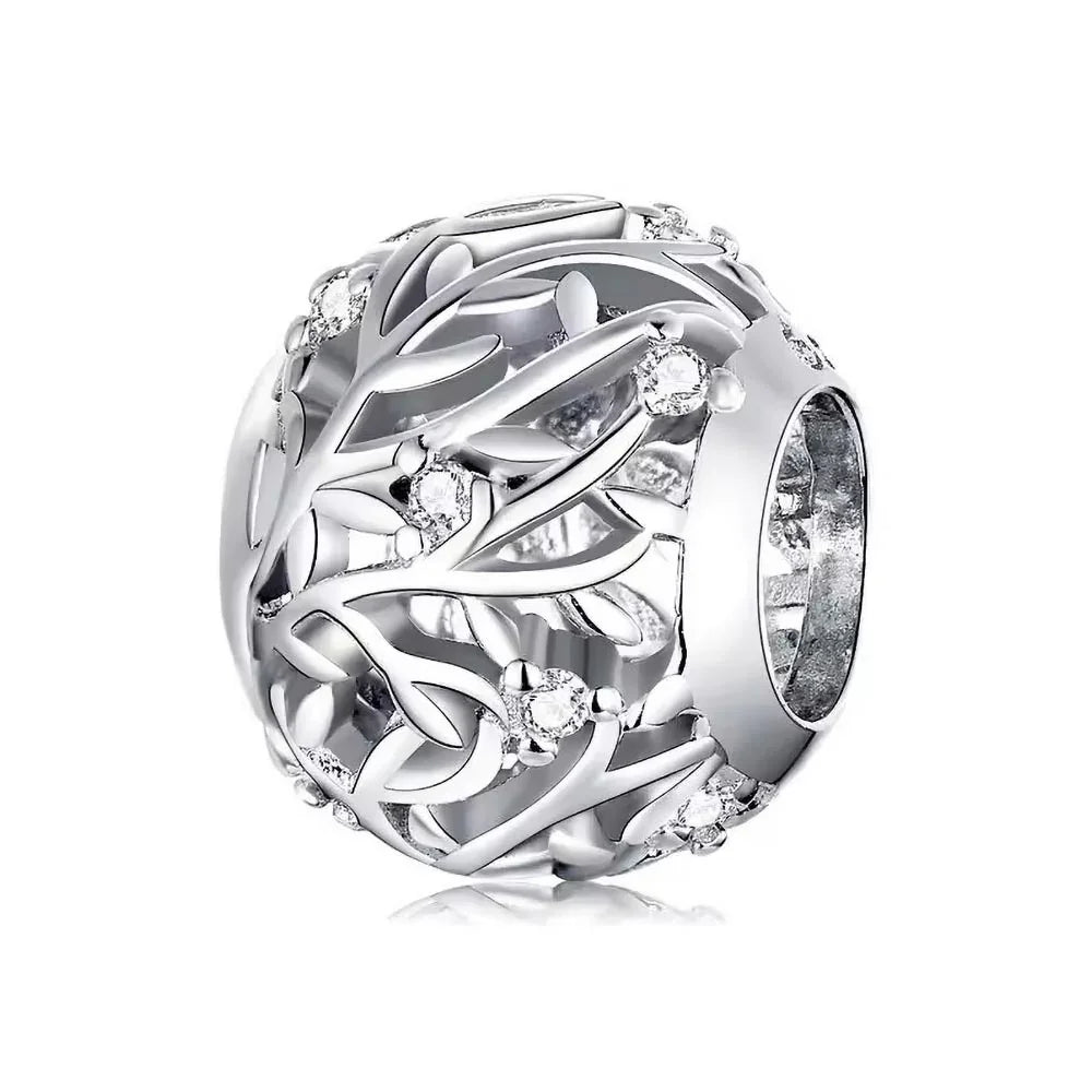 Filigraner Blätter Charm in Kugelform aus 925 Sterling-Silber – Charmerie