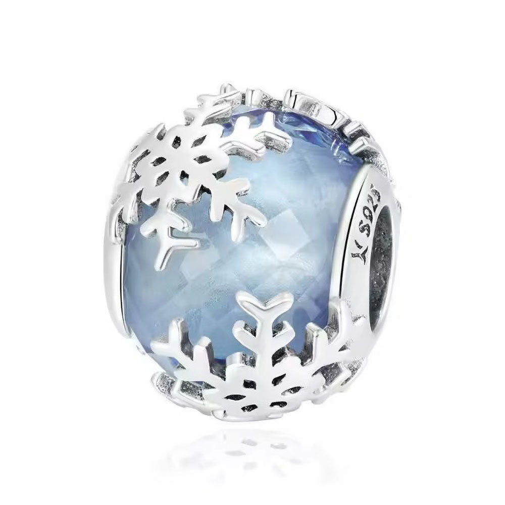 Frostblauer Glas Charm aus 925 Sterling-Silber – Charmerie