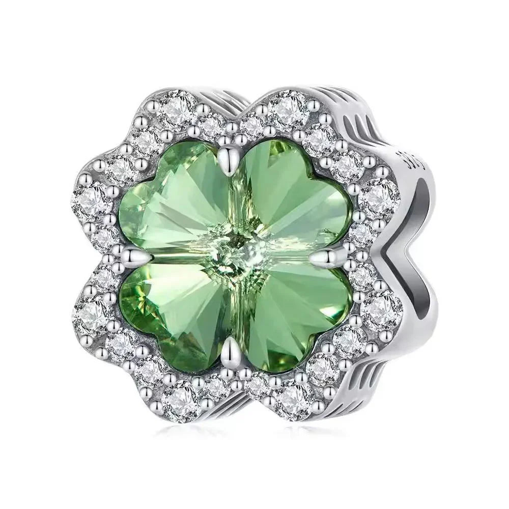 Grüner Kleeblatt Charm – Glücksbringer aus 925 Sterling-Silber – Charmerie