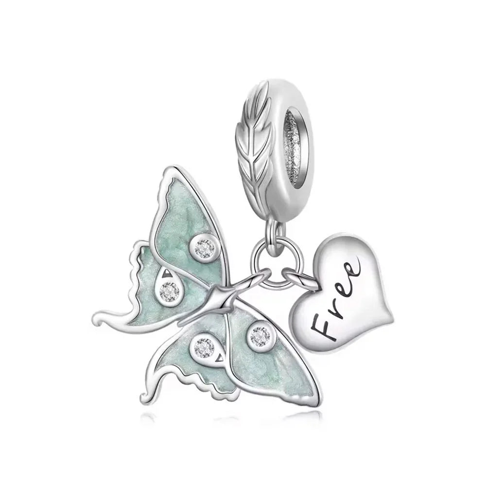 Grüner Schmetterling Charm Anhänger aus 925 Sterling-Silber – Charmerie