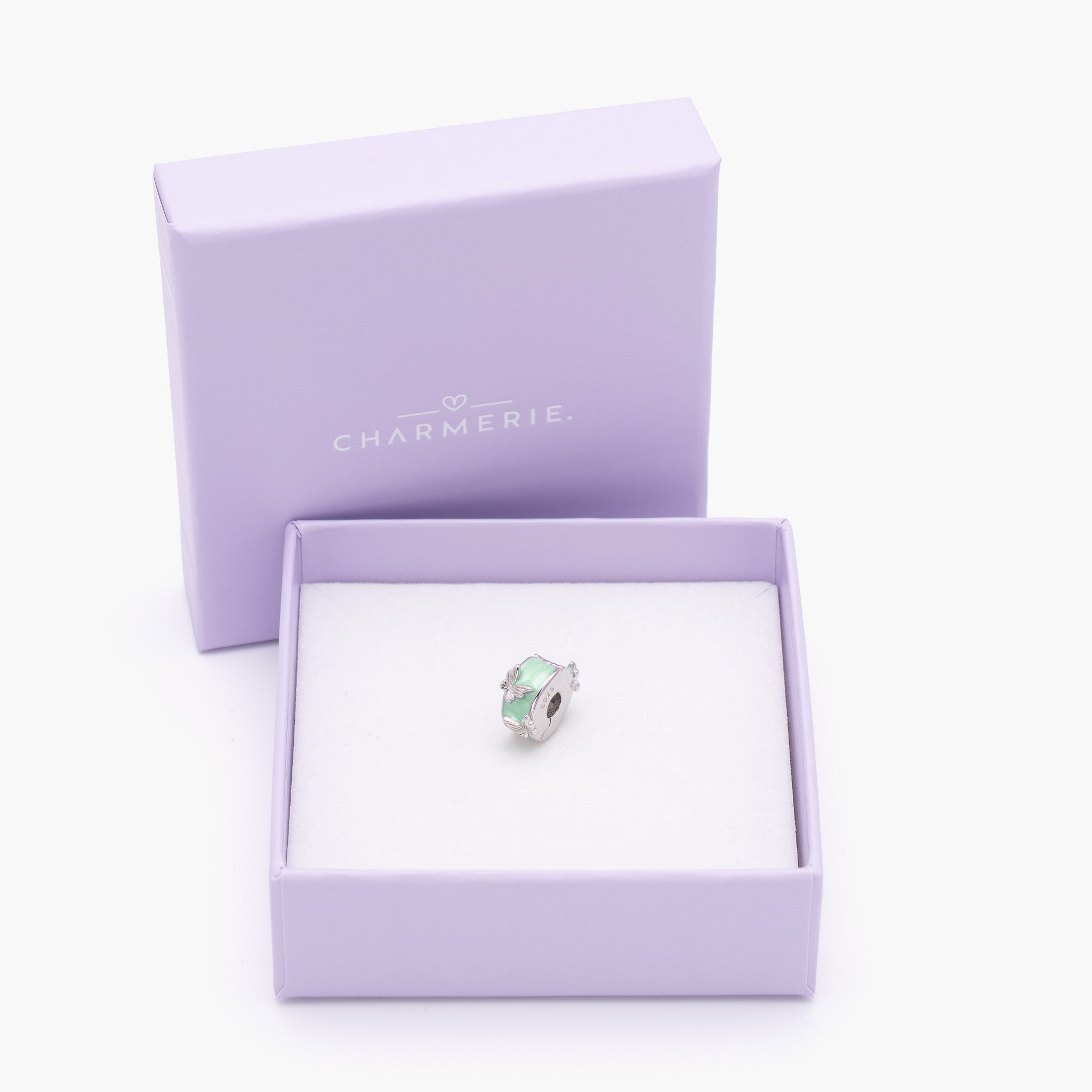Grüner Schmetterlinge Charm Clipper aus 925 Sterling-Silber in Charmerie Geschenkbox