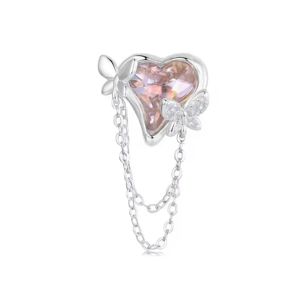 Herz Kristall Charm mit Kette aus 925 Sterling-Silber – Charmerie