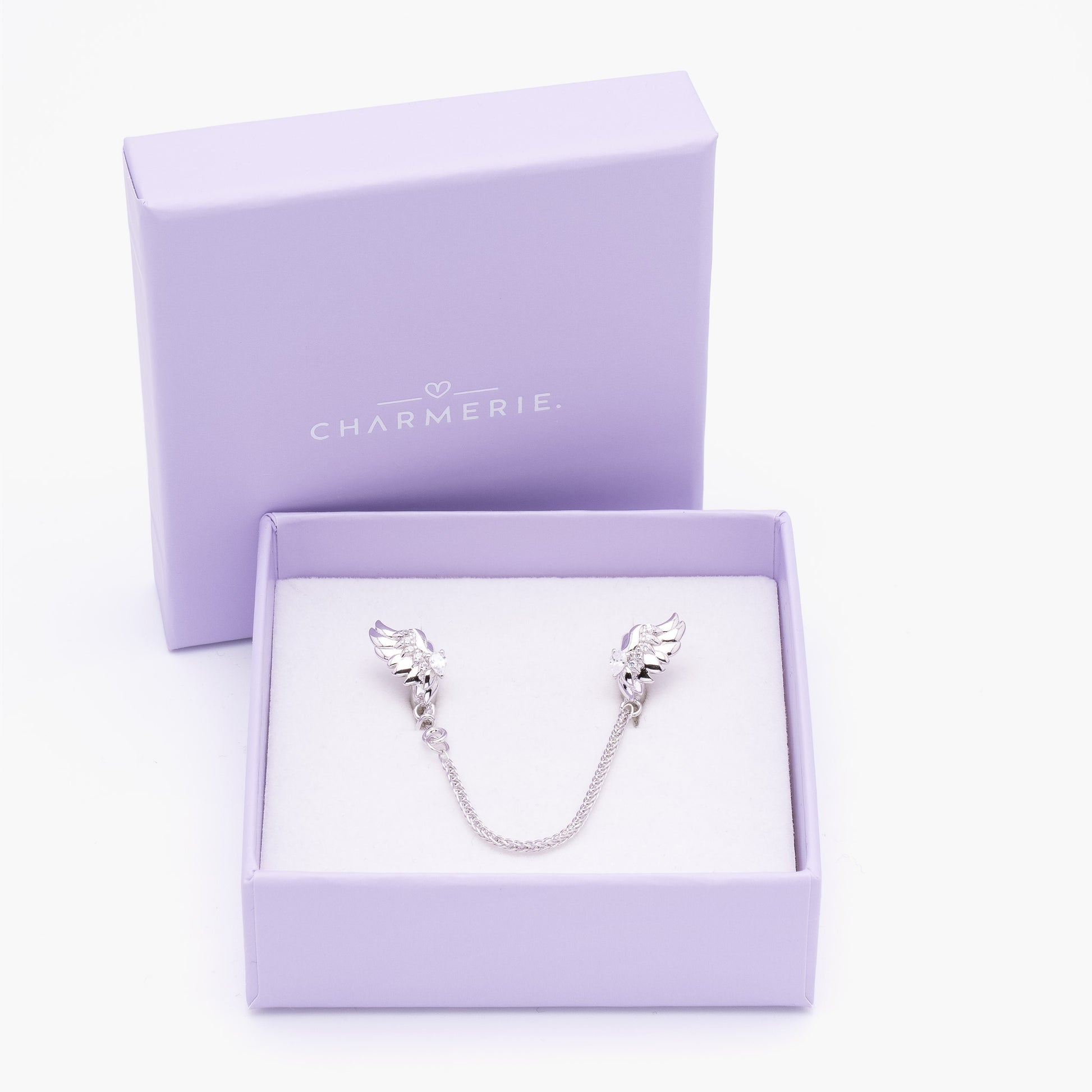 Himmlische Flügel Sicherheitskette aus 925 Sterling-Silber in Charmerie Geschenkbox
