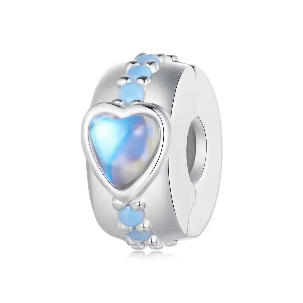 Märchen Mondlicht-Herz Charm Clipper aus 925 Sterling-Silber – Charmerie