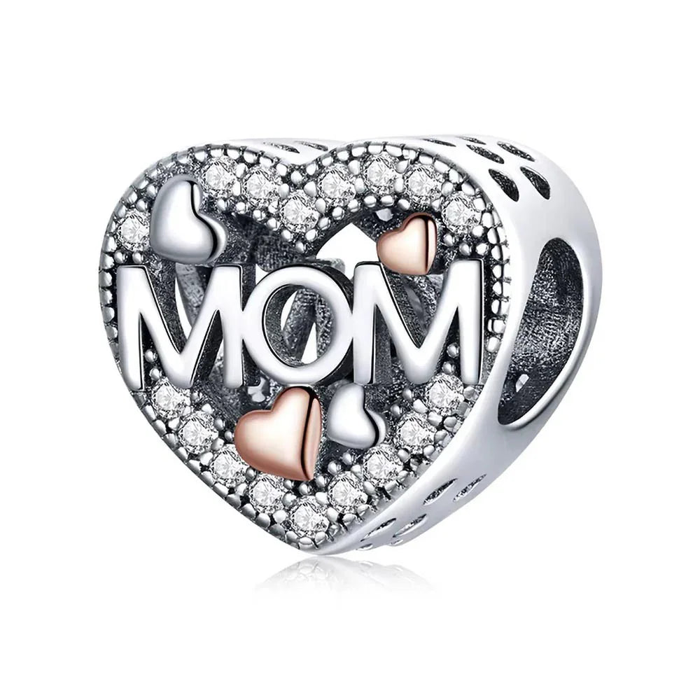 Mama Herz Charm mit Roségold aus 925 Sterling-Silber – Charmerie