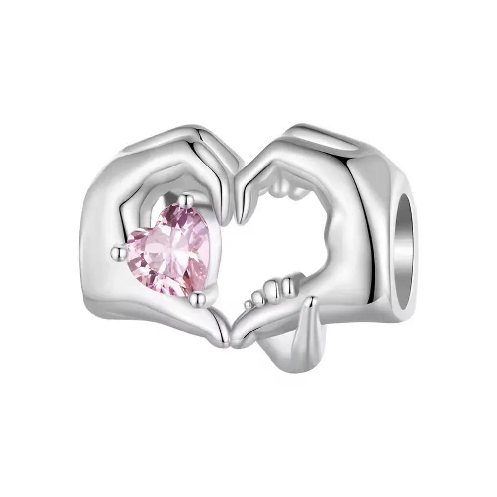Mutter und Kind Charm mit Herz aus Händen aus 925 Sterling-Silber – Charmerie