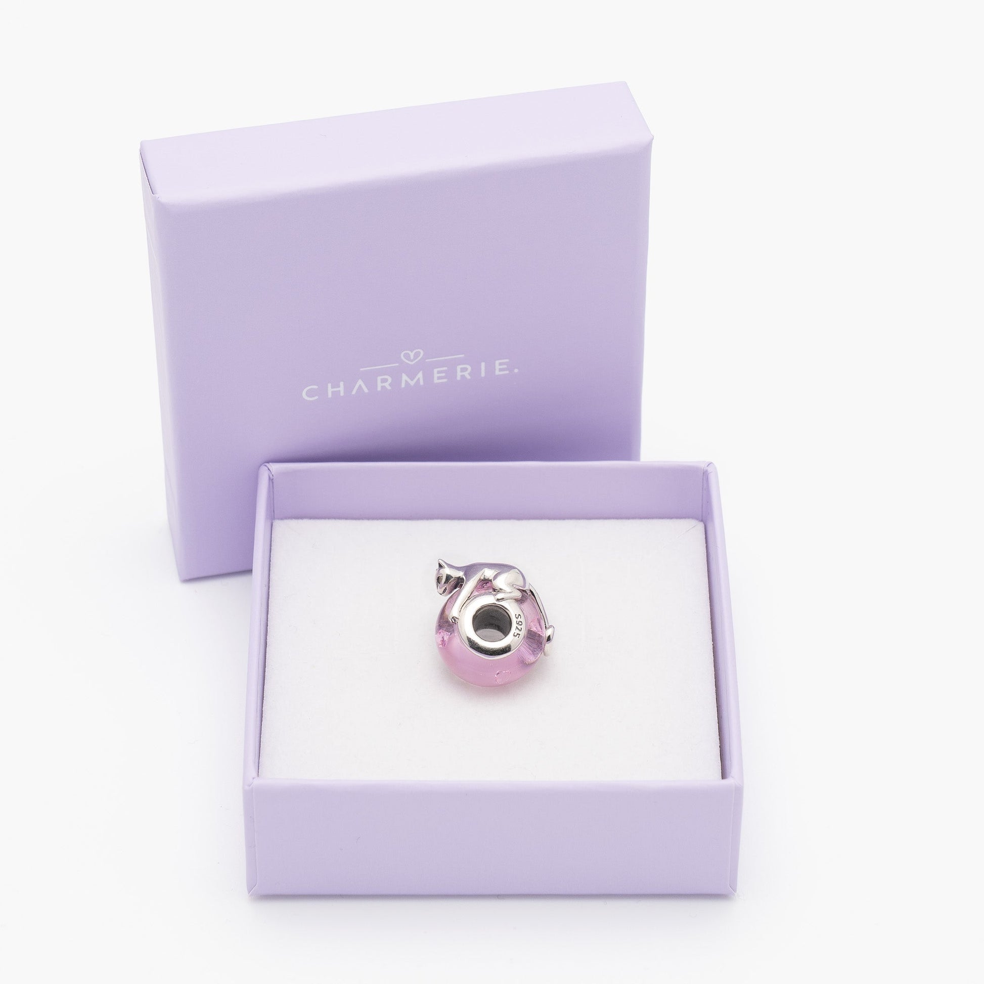 Pinker Katzen Glas Charm