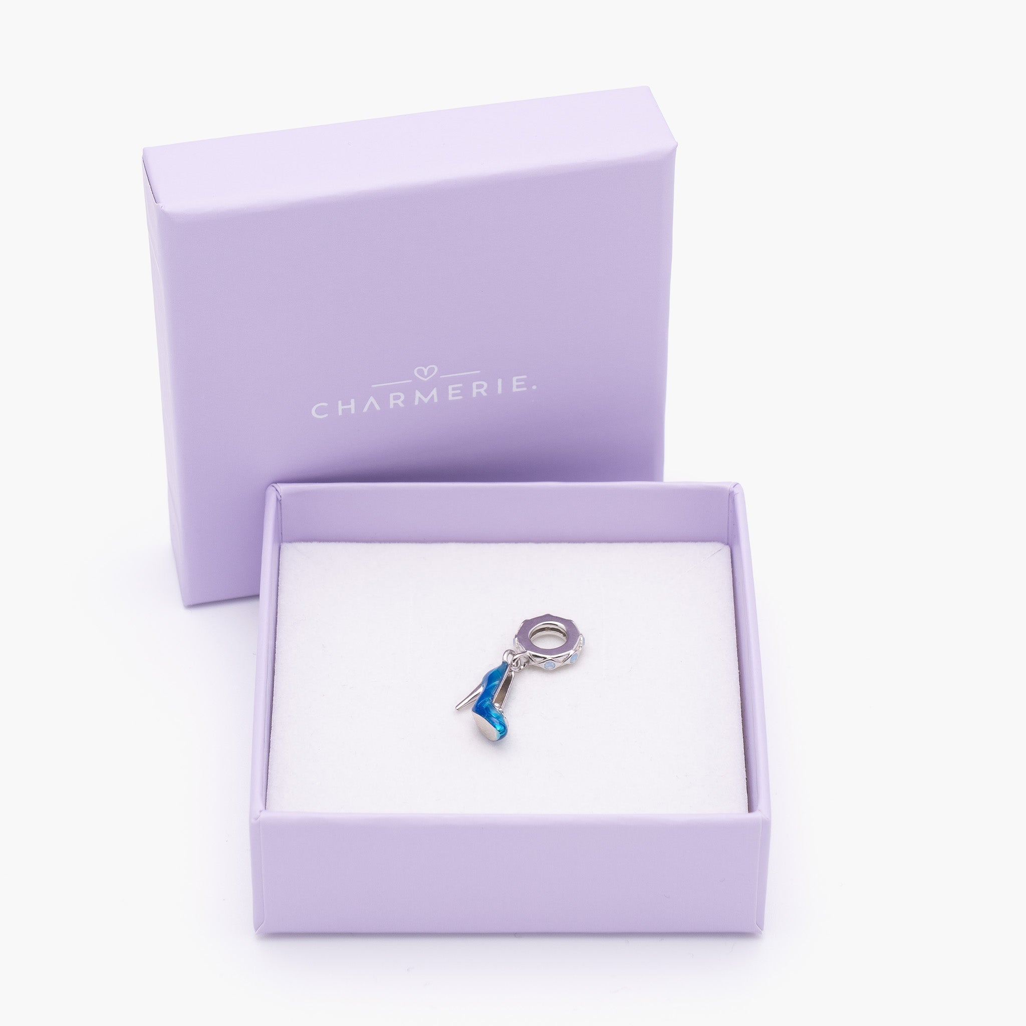 Prinzessinnen Schuh Märchen Charm Anhänger aus 925 Sterling-Silber in Charmerie Geschenkbox