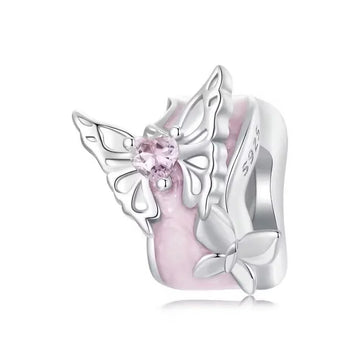 Rosa Schmetterling Charm Stopper aus 925 Sterling-Silber – Charmerie