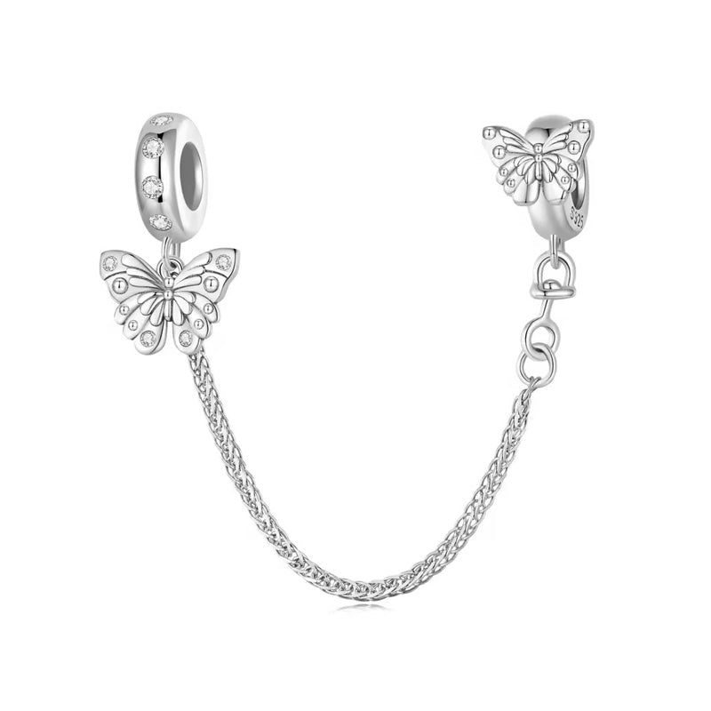 Schmetterlingspaar Sicherheitskette aus 925 Sterling-Silber – Charmerie