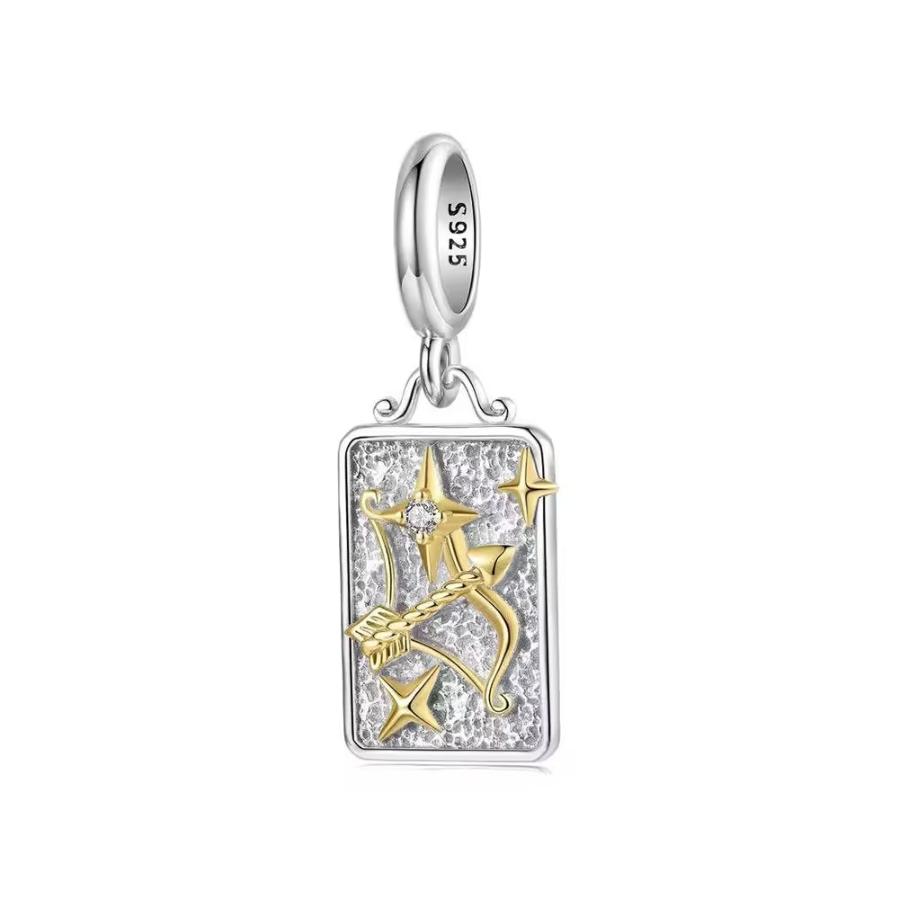 Schütze Sternzeichen-Charm Anhänger aus 925 Sterling Silber mit goldfarbenen Details