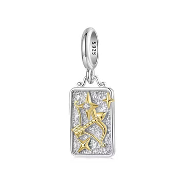 Schütze Sternzeichen-Charm Anhänger aus 925 Sterling Silber mit goldfarbenen Details