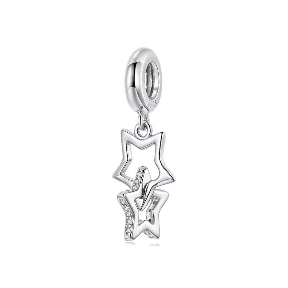 Tanzende Sterne Charm Anhänger aus 925 Sterling-Silber – Charmerie