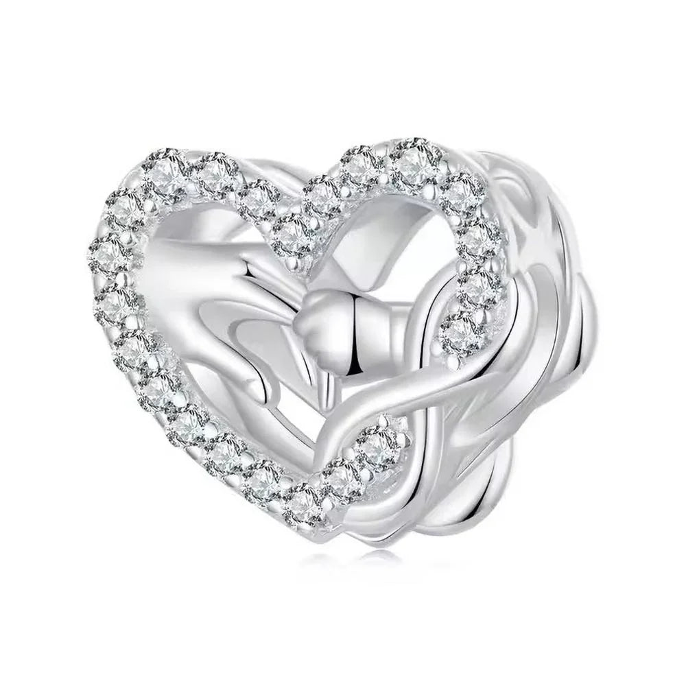 Unendliche Mutterliebe Herz Charm aus 925 Sterling-Silber – Charmerie