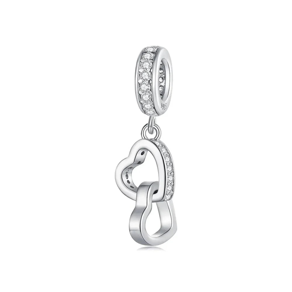 Verbundene Herzen Charm Anhänger aus 925 Sterling-Silber – Charmerie