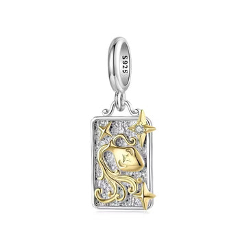Wassermann Sternzeichen-Charm Anhänger aus 925 Sterling Silber mit goldfarbenen Details