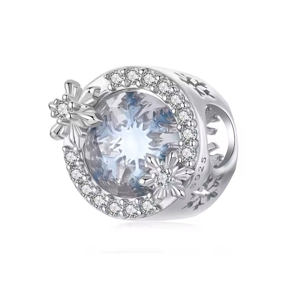 Winterlicht Charm mit blauem Kristall aus 925 Sterling-Silber – Charmerie